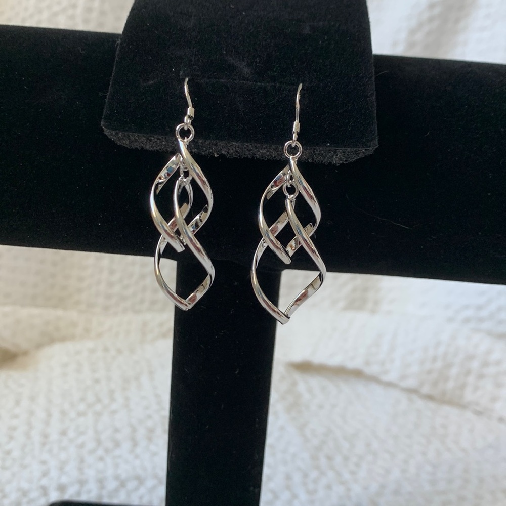 Sculptured Sterling Silver Dangle Earrings